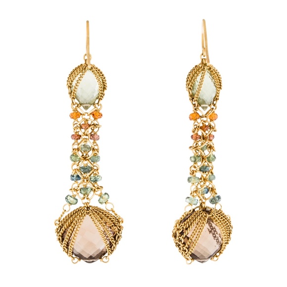 SOLD -Anthony Nak 18k Multicolored Sapphire Earrings - Picture 7 of 7